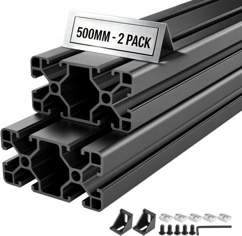 VEVOR 2er-Set 4080 Aluminium-Extrusionsprofile T-Slot nach europäischem Standard, schwarz, Länge: 500 mm - Bild 1