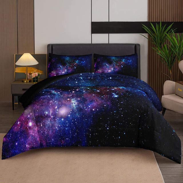 Galaxy Bettwäsche-Set mit 3D Weltraum-Design für Kinder und Teenager, Ganzjahres-Steppdecke inklusive Kissenbezug, B/T/H: 135 x 200 cm - Bild 1