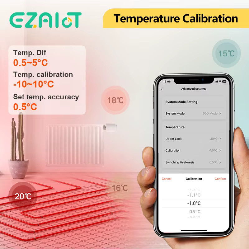 EZAIoT Intelligenter Zigbee-Heizkörperthermostat TRV in Weiß mit Tuya Sprachsteuerung für Alexa und Google Home - Bild 2