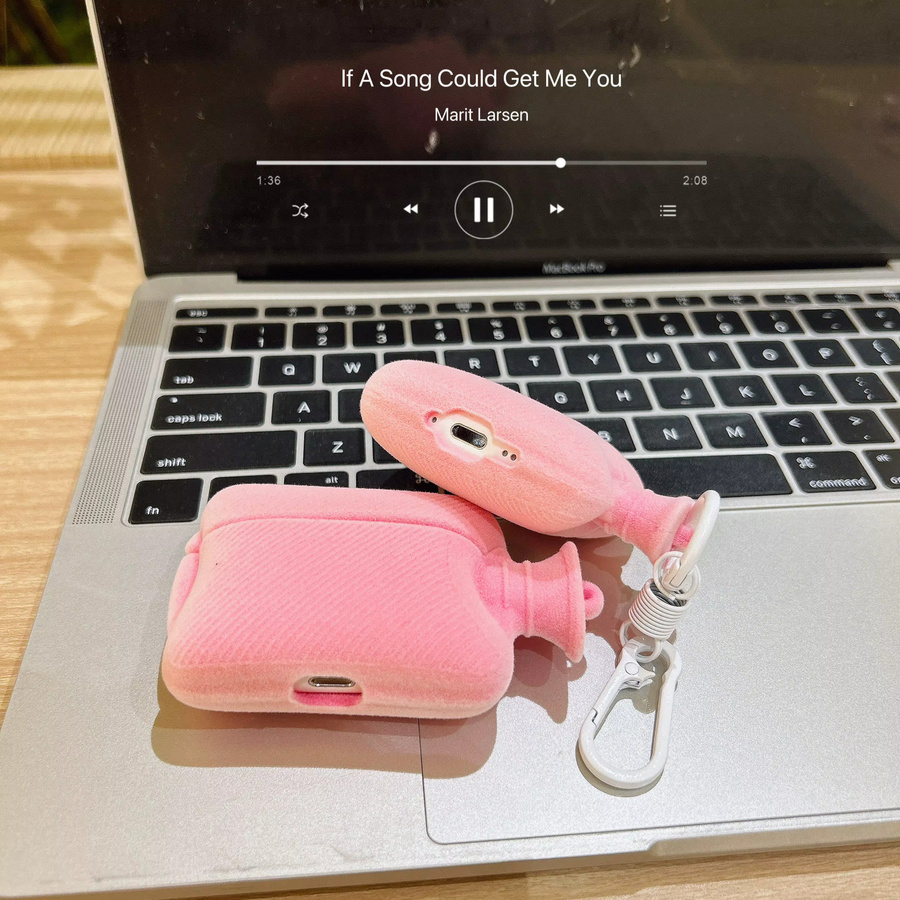 Kreatives 3D-Heizkissen in Pink als pelzige Winterhülle für Apple AirPods 1 2 3 4 Pro 2 und Ladebox für AirPods Pro 3 - Bild 4