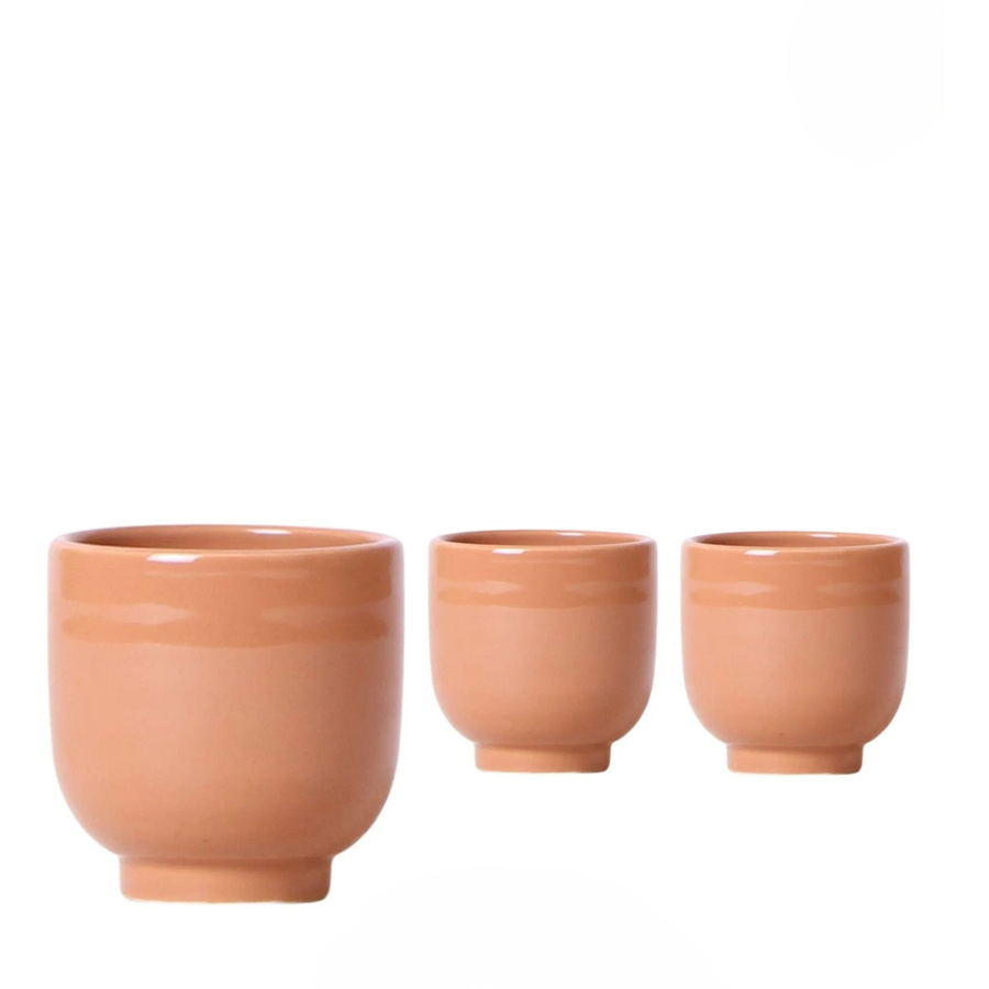 Keramik-Übertopf Glazed Cognac in Terrakotta Braun mit Durchmesser: 6 cm - Bild 2
