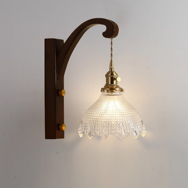 Ramalho Retro Wandleuchte aus Metall und Glas in Transparent für Wohnzimmer, Flur und Schlafzimmer - Bild 1