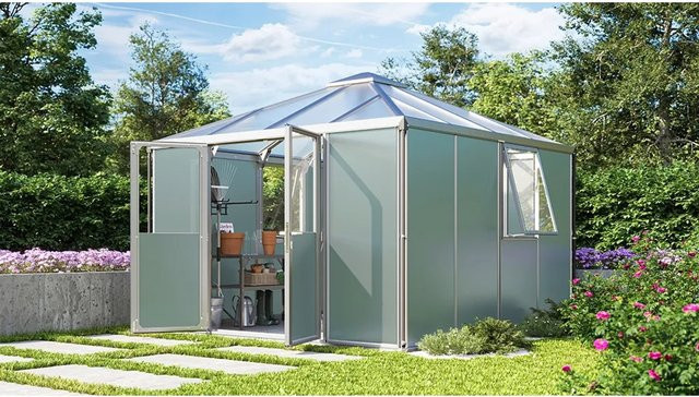 Vitavia Gerätehaus Universum aus Alu in Salbei Grün mit 10,2 m² Fläche - Bild 4
