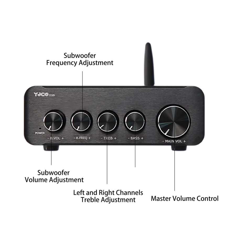YJCO Stereo Digital HIFI Verstärker in Schwarz mit TPA3255*2, Bluetooth 5.4, QCC3084 und LDAC-Unterstützung - Bild 3