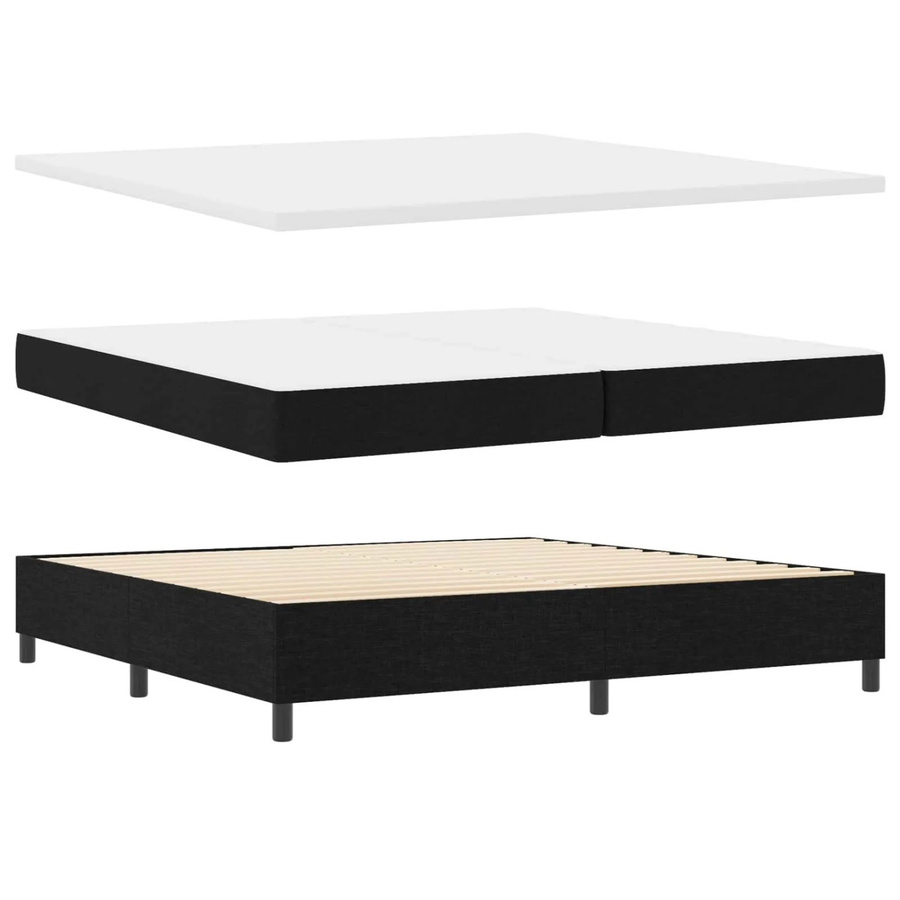 vidaXL Boxspringbett mit Matratze und LED-Unterbettbeleuchtung in Schwarz, Stoff, B/T: 200 x 200 cm - Bild 2