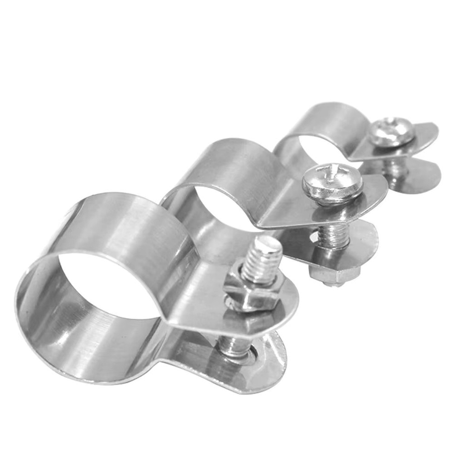 PFERD Ohmsche Erdungsklemme Pferderücken für Rohrdurchmesser 10mm bis 60mm in Silber inklusive Schrauben und Muttern - Bild 2