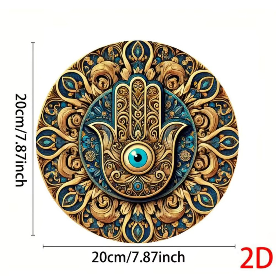 CIFBUY Wandkunst Hamsa Hand und Evil Eye Mandala in Blau Gold Grün mit orientalischem Design - Bild 2