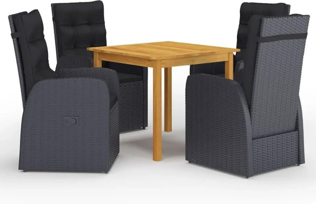 vidaXL 5-tlg Garten-Essgruppe Modell 12 aus Akazien-Massivholz in Schwarz - Bild 1