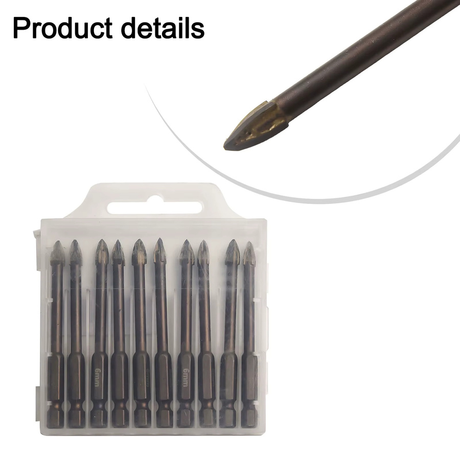 Vibratite 10er Set Kreuz Hex Bohrerbits für Glas, Keramik und Beton, Durchmesser: 6 mm - Bild 4