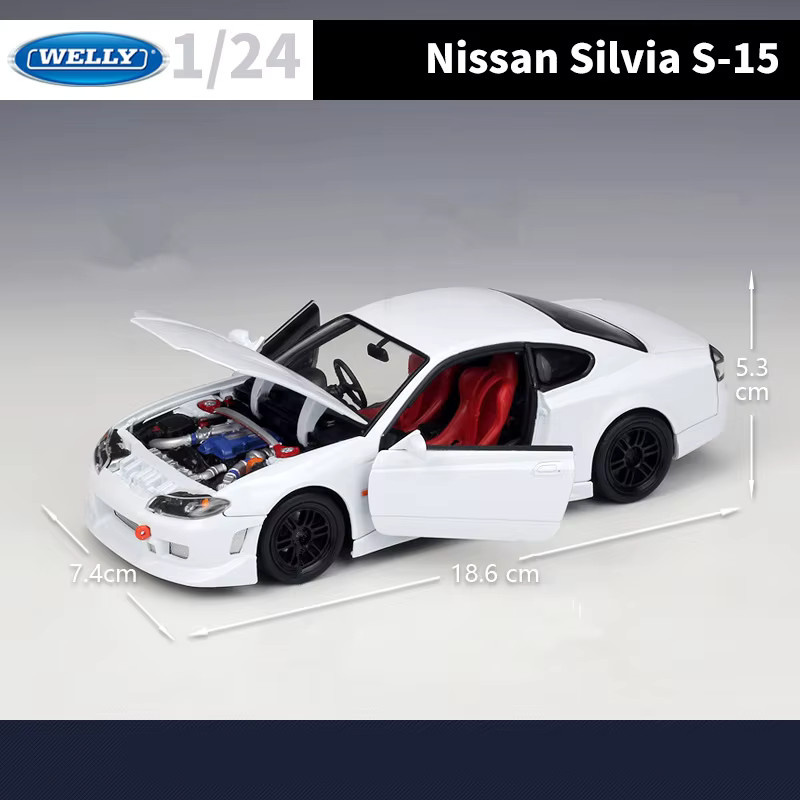 Welly Nissan Silvia S15 Modellauto aus Metall in Weiß im Maßstab 1:24 - Bild 4