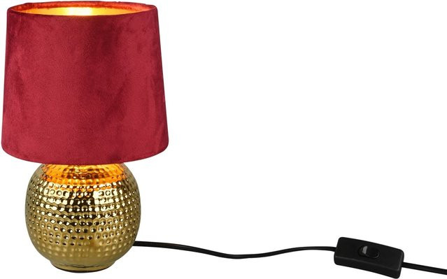 Reality Tischleuchte Sophia in Gold und Rot aus Keramik und Stoff, B/T/H: 26,0 x 16,0 x 16,0 cm - Bild 1