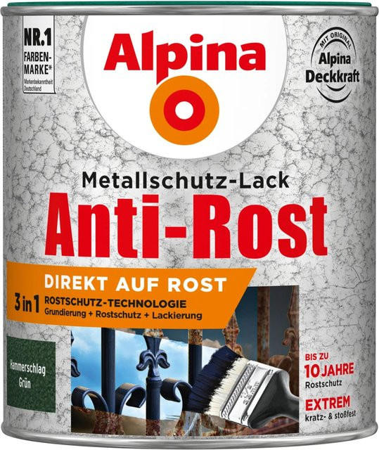 Alpina Metallschutz-Lack Anti-Rost Grün Hammerschlag 750 ml - Bild 1