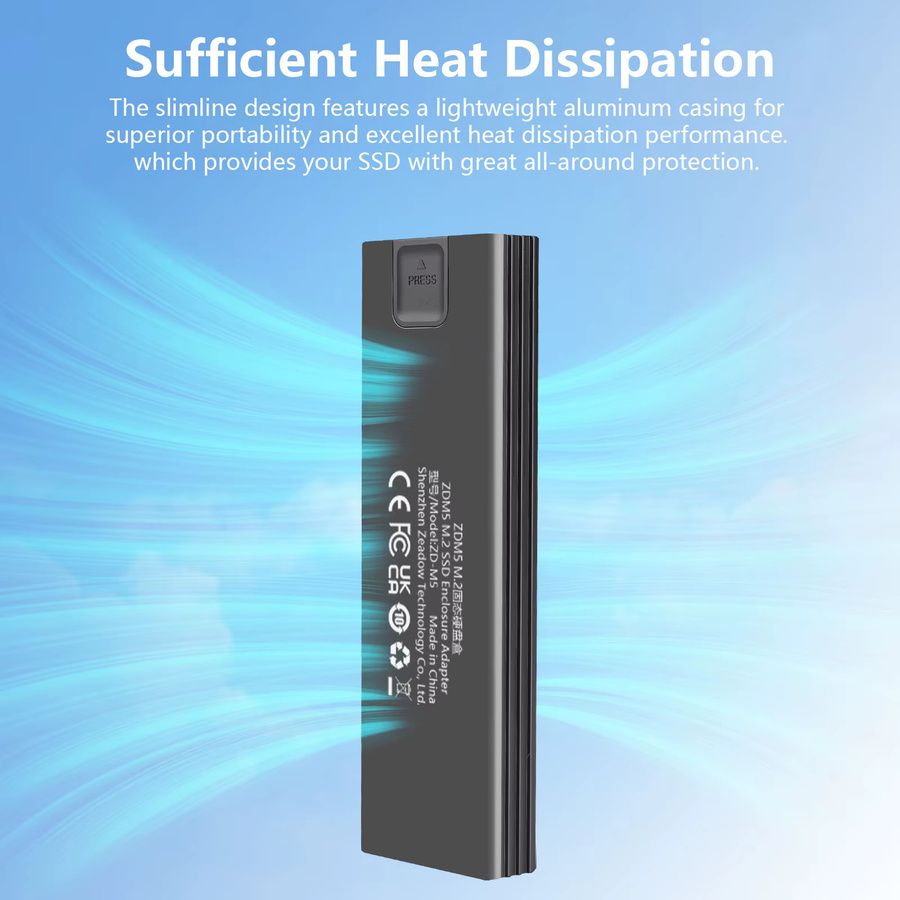SUNKANDI M.2 NVMe und SATA SSD-Gehäuseadapter in Grau mit USB-C 3.1 Gen 2 (10 Gbit/s) für M.2 PCIe NVMe und SATA SSDs, unterstützt SSDs 2230 - Bild 4