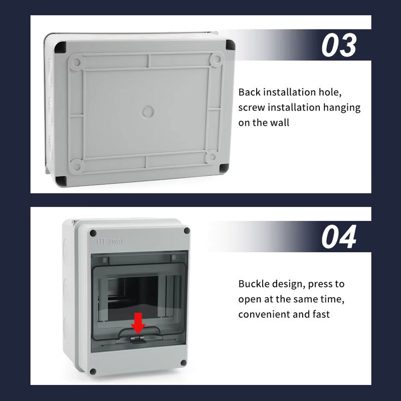 DIY GO Verteilerkasten aus ABS-Kunststoff mit transparentem Fenster, IP65 wasserdicht, grau, Wandmontage für den Außenbereich - Bild 6