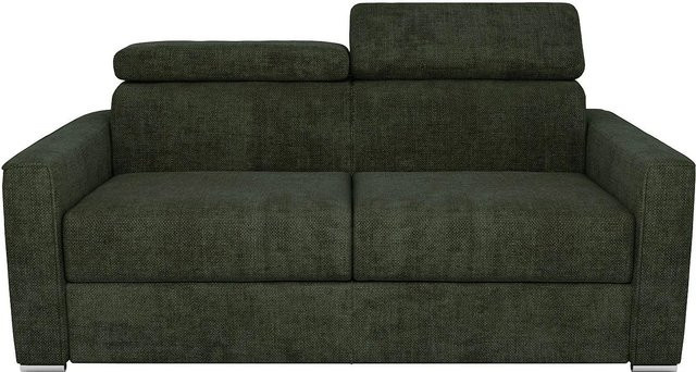 Schlafsofa Vizir von Vente-unique in Tannengrün mit verstellbarer Kopfstütze und Stoffbezug, Breite: 216 cm - Bild 1