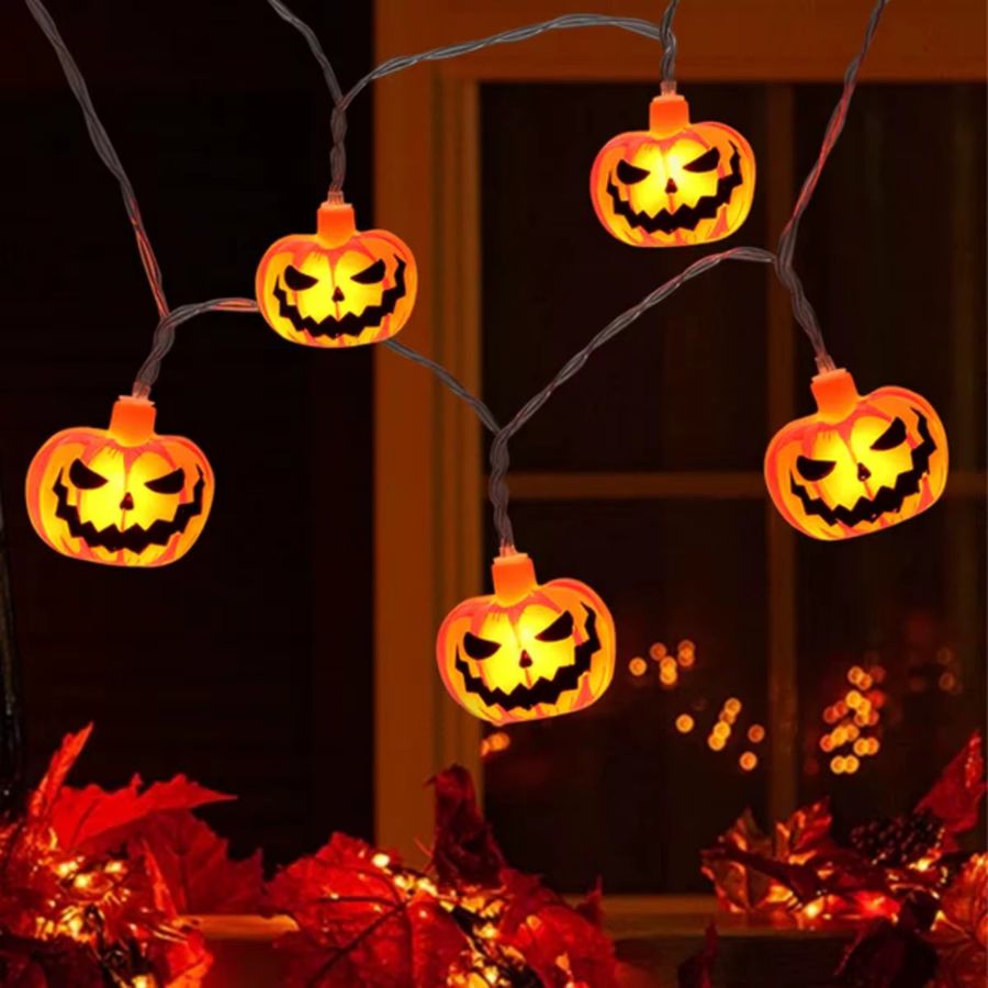 Peach Forest LED Halloween Kürbis Lichterkette mit 10 LEDs batteriebetrieben für Haus und Garten - Bild 4
