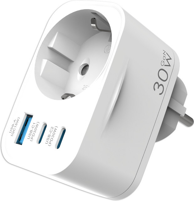 4-in-1 Mehrfachsteckdose in Weiß mit USB-C und USB-A Anschlüssen - Bild 1