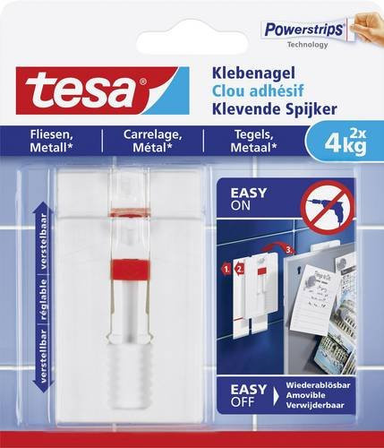 tesa Wandhaken Klebenagel verstellbar Weiß 2er-Set - Bild 1