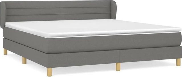 vidaXL Boxspringbett Hybrid mit Matratze und Kopfteil, Dunkelgrau, B/T/H: 160 x 200 cm - Bild 1