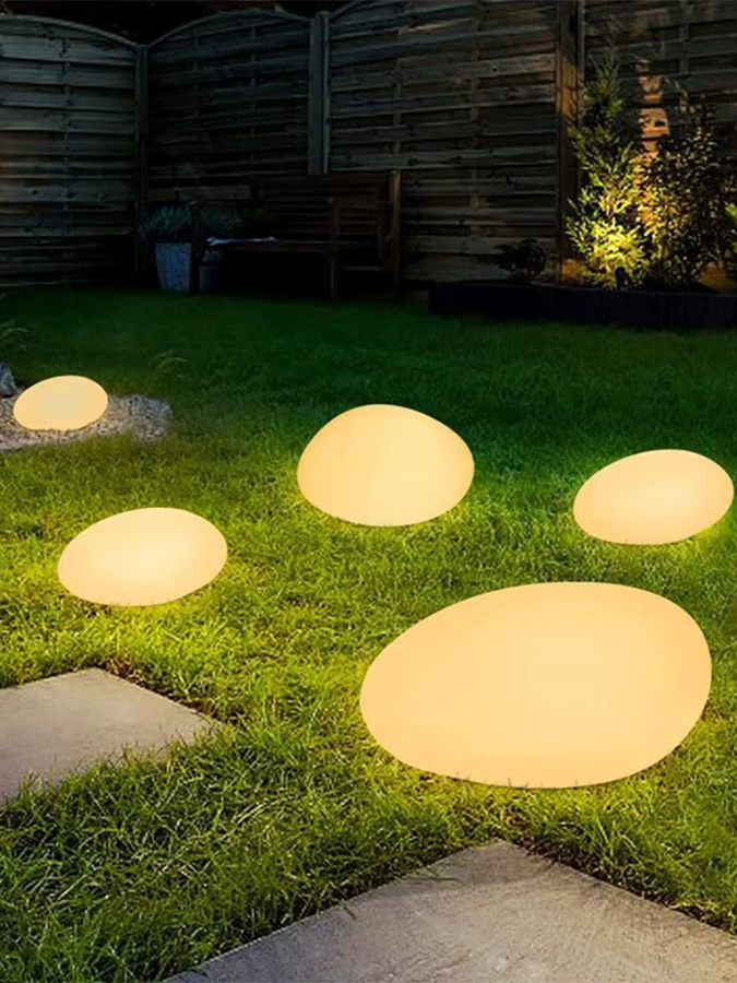 DBF Solar-Kieselstein-Leuchten mit warmweißem LED-Licht, wasserdichte Gartenbeleuchtung in Weiß für Garten, Weg und Terrasse - Bild 6