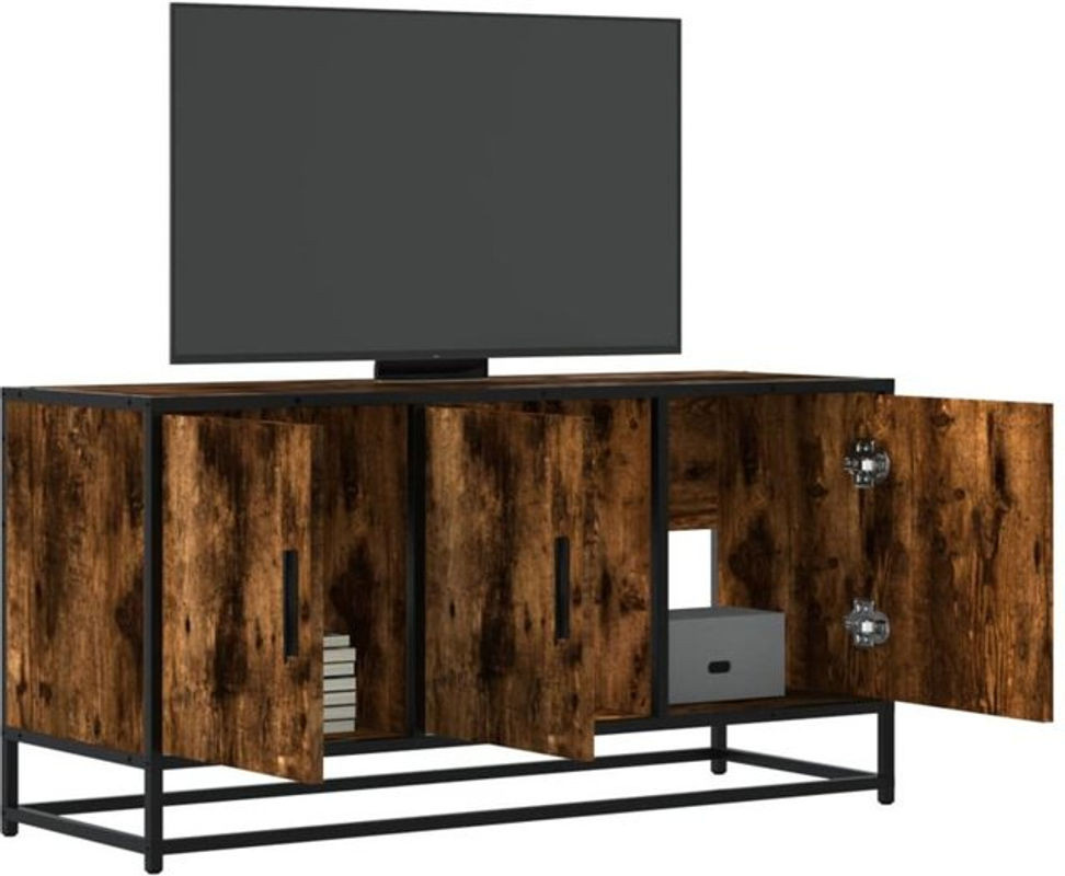 Vidaxl TV-Schrank im Industrial Design aus Holzwerkstoff und Metall, Braun, B/T/H: 100 x 35 x 50 cm - Bild 1