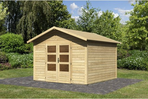 KARIBU Gartenhaus Talkau aus Holz in Beige, B/H/T: 304 x 238 x 304 cm - Bild 1
