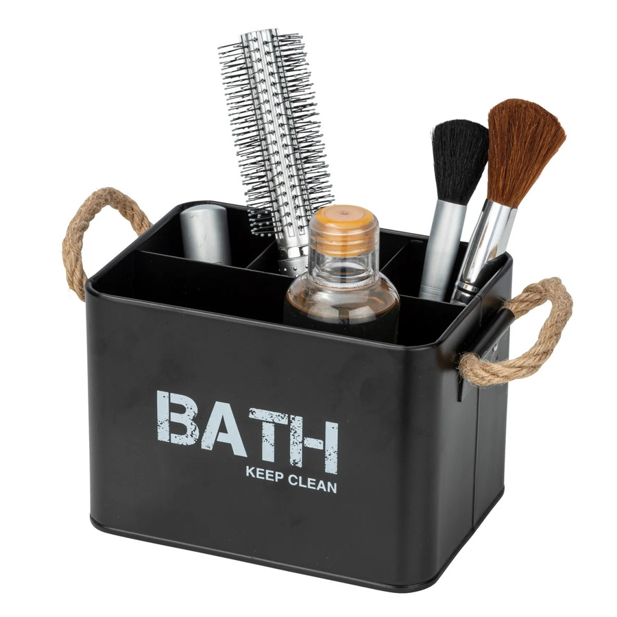 Wenko Badbox Gara Organizer aus Stahl mit 4 Fächern in Schwarz, B/T/H: 19 x 12,5 x 13 cm - Bild 2