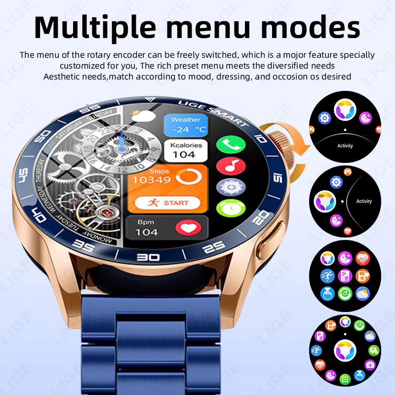 LIGE Smartwatch mit 1,38 Zoll HD Display, Bluetooth Voice Calling, IP68 wasserdicht, Fitness Tracking und Gesundheitsfunktionen in Schwarz - Bild 6