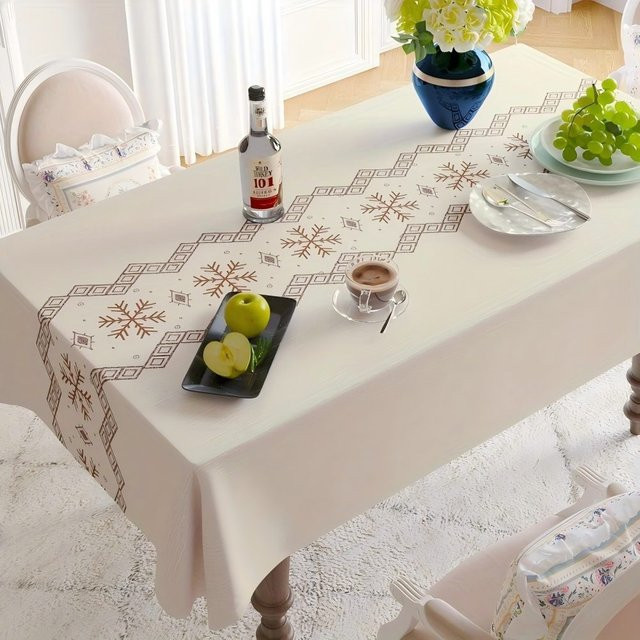 VIKAMA Tischdecke mit minimalistischem Schneeflocken-Design aus Polyester, rechteckig - Bild 1