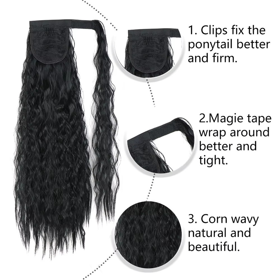 LANSA Pferdeschwanz Haarverlängerung, synthetisch, lang, lockig, schwarzbraun, Damen - Bild 3
