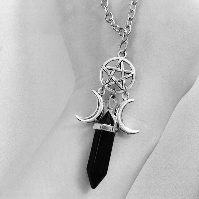 Cenxuan Handmade Halskette mit Anhänger, Black Onyx, Gray, Damen - Bild 1