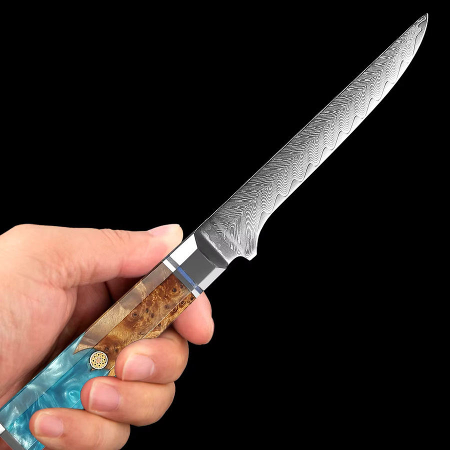 Xituo Ausbeinmesser aus Damaststahl mit ergonomischem Holzgriff, Mehrfarbig, Klingenlänge: 15,2 cm - Bild 3