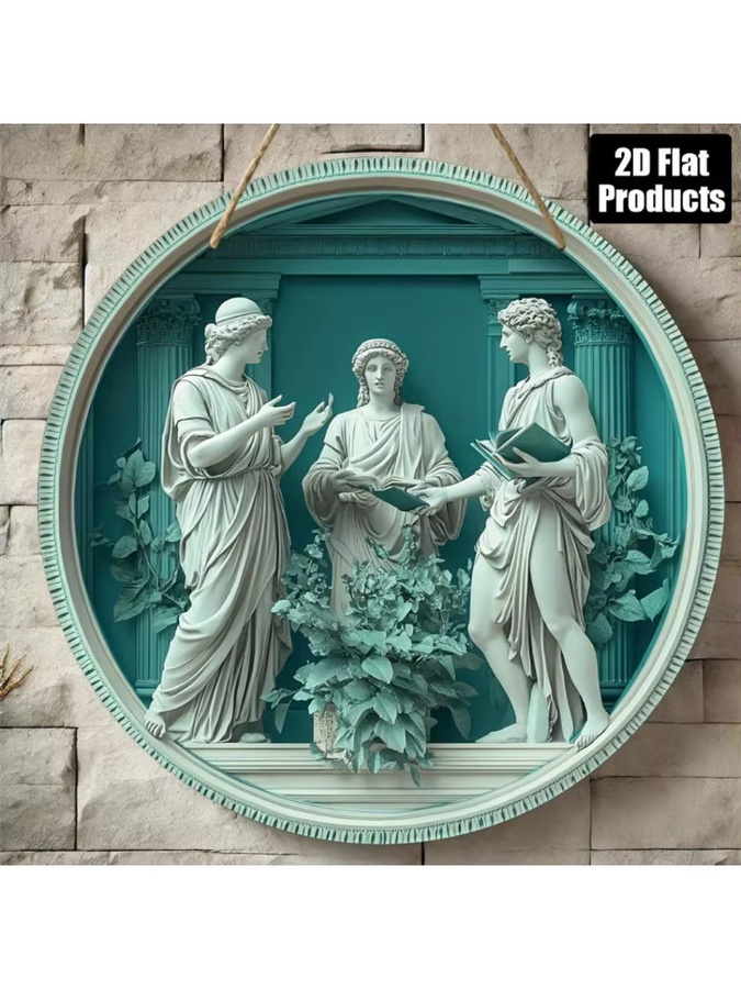 Rundes Metallschild HELLOYOUNG mit Griechischem Gelehrten-Motiv als Wanddekoration, Durchmesser: 20,32 cm - Bild 5