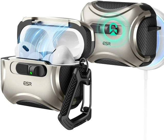 ESR Cyber FlickLock HaloLock Schutzhülle für Apple AirPods Pro 3 (2025) mit MagSafe, Grau - Bild 1