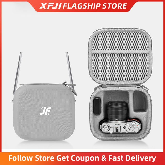XFJI Kamera-Tragetasche aus PU-Leder für FUJIFILM X-M5, X-T50 und X-T30, Organizer-Schultertasche für Kamerazubehör in Grau - Bild 1