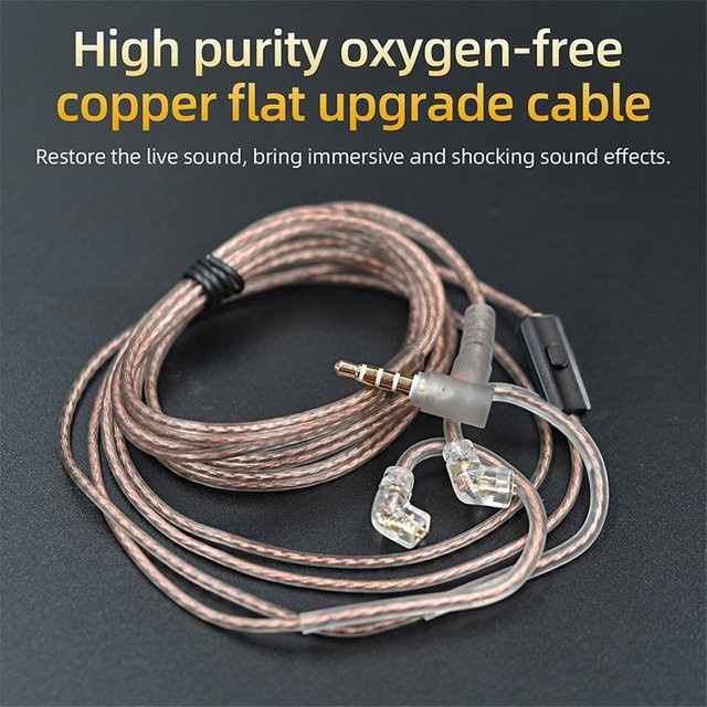 KZ Kopfhörerkabel aus hochreinem sauerstofffreiem Kupfer mit HD-Mikrofon und flachem Design für Wired Game Headsets wie EDX - Bild 1