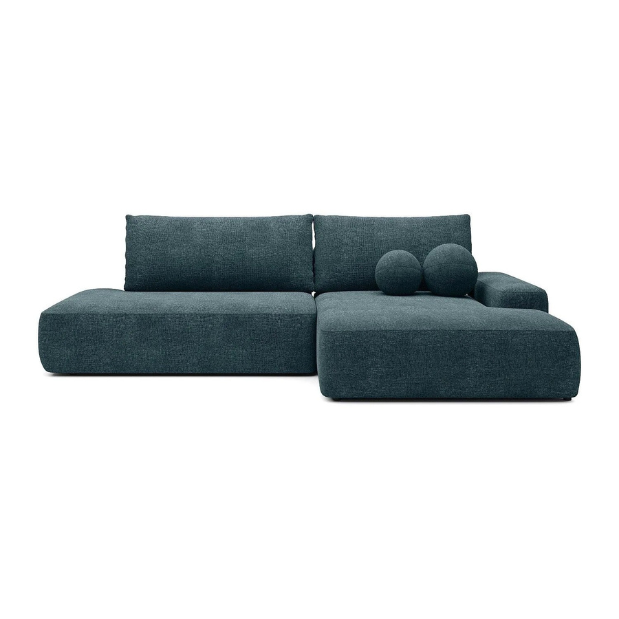 Vente-unique Schlafsofa Daviso in Blau mit L-Form und Stoffbezug, Breite: 276 cm - Bild 2