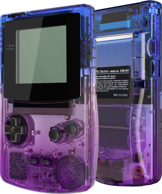 eXtremeRate Gradient Full Housing Cover Shell mit Tasten für Gameboy Color in Multicolour und Blau, passend für GBC OSD IPS - Bild 1