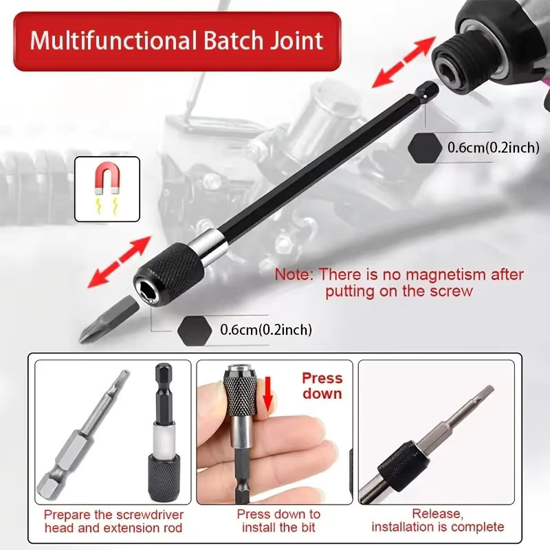 Magnetischer Hex Bohrer Halter mit Schnellwechsel-Funktion und 1/4 Zoll Adapter von atooltour in Schwarz - Bild 4