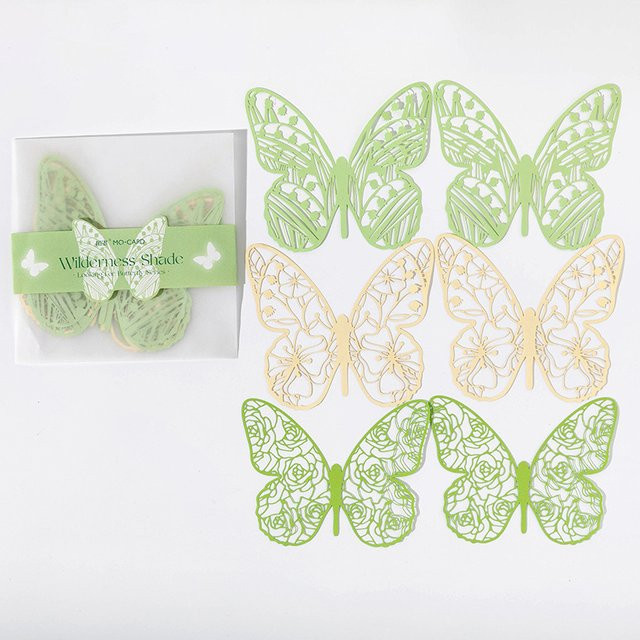 6 Blatt Hohles Schmetterlings-Spitzendekorpapier mit geschnitzten Mustern für Tagebuch, Scrapbook und DIY-Bastelarbeiten - Bild 1