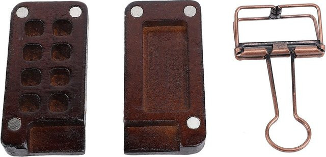 Koogeelife Miniatur Aquarellfarbenpalette aus Holz mit 8 Fächern und Clip in Schwarz und Braun - Bild 1