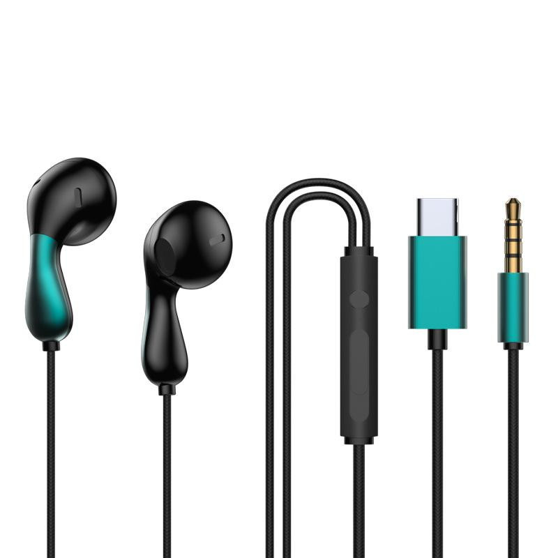VAORLO In-Ear Kopfhörer mit 9D HIFI Heavy Bass im Waterdrop-Stil, Typ-C und 3,5 mm Klinke, Schwarz - Bild 3