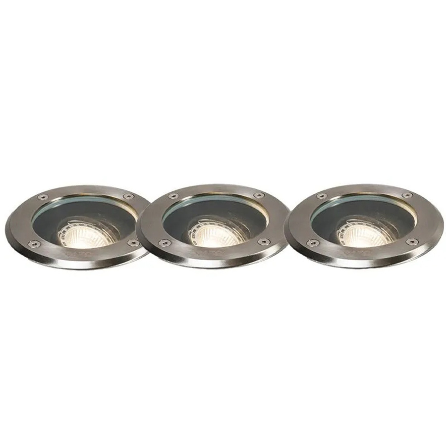 QAZQA Set mit 3 verstellbaren Outdoor Bodenstrahlern aus Edelstahl in Silber, IP65 wasserdicht, rund für Garten und Außenbereich - Bild 2