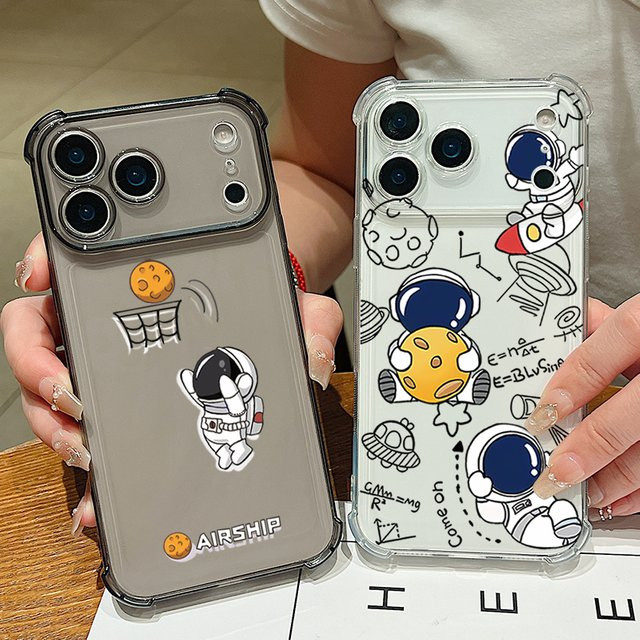 MOESOE Handyhülle mit Kartensteckplatz und Astronauten-Design für iPhone 17 16 15 14 13 12 11 Pro Max, stoßfeste transparente TPU-Abdeckung - Bild 1