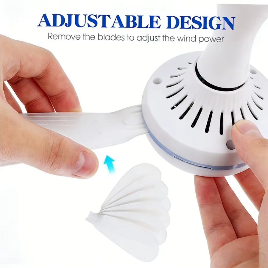 XIAOTREE USB-Deckenventilator in Weiß mit 6 abnehmbaren Flügeln, tragbarer DC 5V Luftzirkulationsventilator für Camping, Wohnmobil und Zuhause - Bild 3