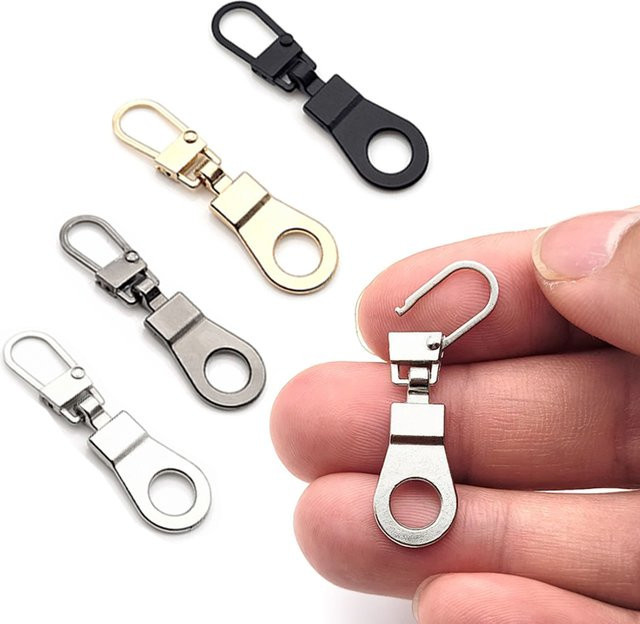 Ersatz-Reißverschlusskopf-Reparatursatz aus Metall in Mehrfarben, 5–12 Stück, abnehmbare Metall-Reißverschluss-Abzieherköpfe für Gepäck, Geldbörsen und Kleidung - Bild 1