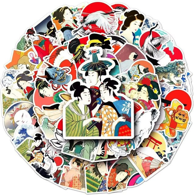 GOGOTU Japanische Ukiyo-e Kunst Meereswellen-Aufkleber, 50-teiliges Set, multicolour - Bild 1