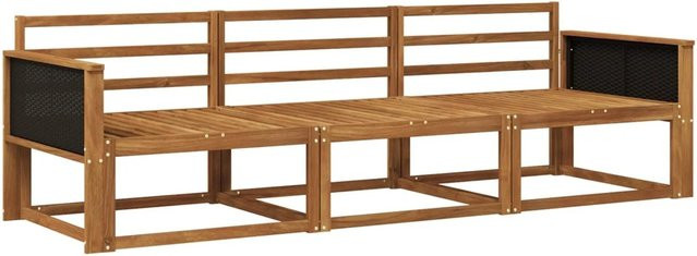 vidaXL Outdoor-Sofagarnitur aus Massivholz Akazie in Braun, 5-teiliges Set mit 3 Mittelsesseln und 2 Armlehnen im Lamellen-Design - Bild 1
