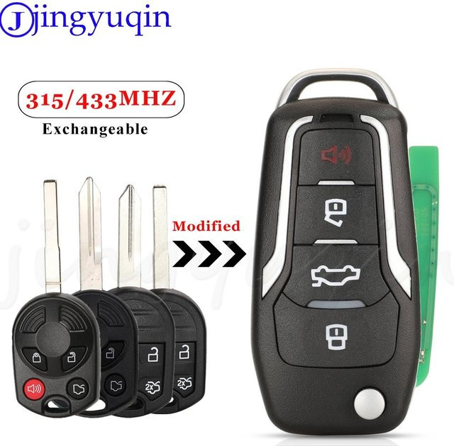Jingyuqin 4D63 Modifizierter Fernbedienung Schlüssel für Ford Escape Focus C-Max Transit F250 F350 F450 F550 in Rot und Schwarz - Bild 1