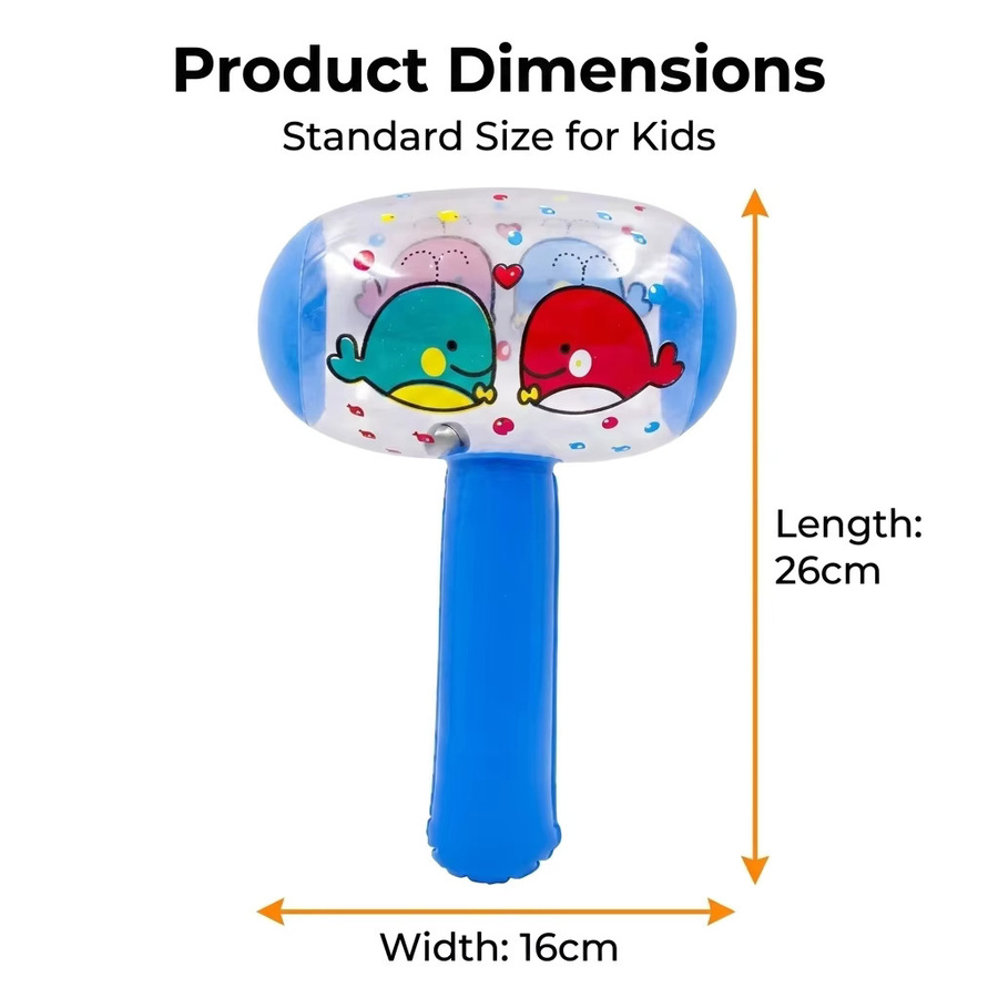 Meade 3/6 Stück Cartoon-Tier 3D Aufblasbarer Hammer mit Glocke in Multicolour als Party Spielzeug für Kindergeburtstage und Strandpartys - Bild 2